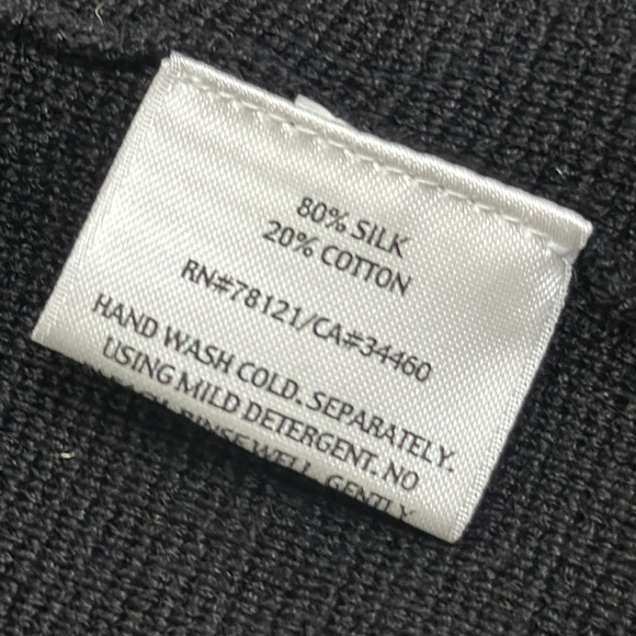 Eileen fisher slik cotton blend zip up knit jacket shirt  L black quilt luxury - Picture 10 of 10